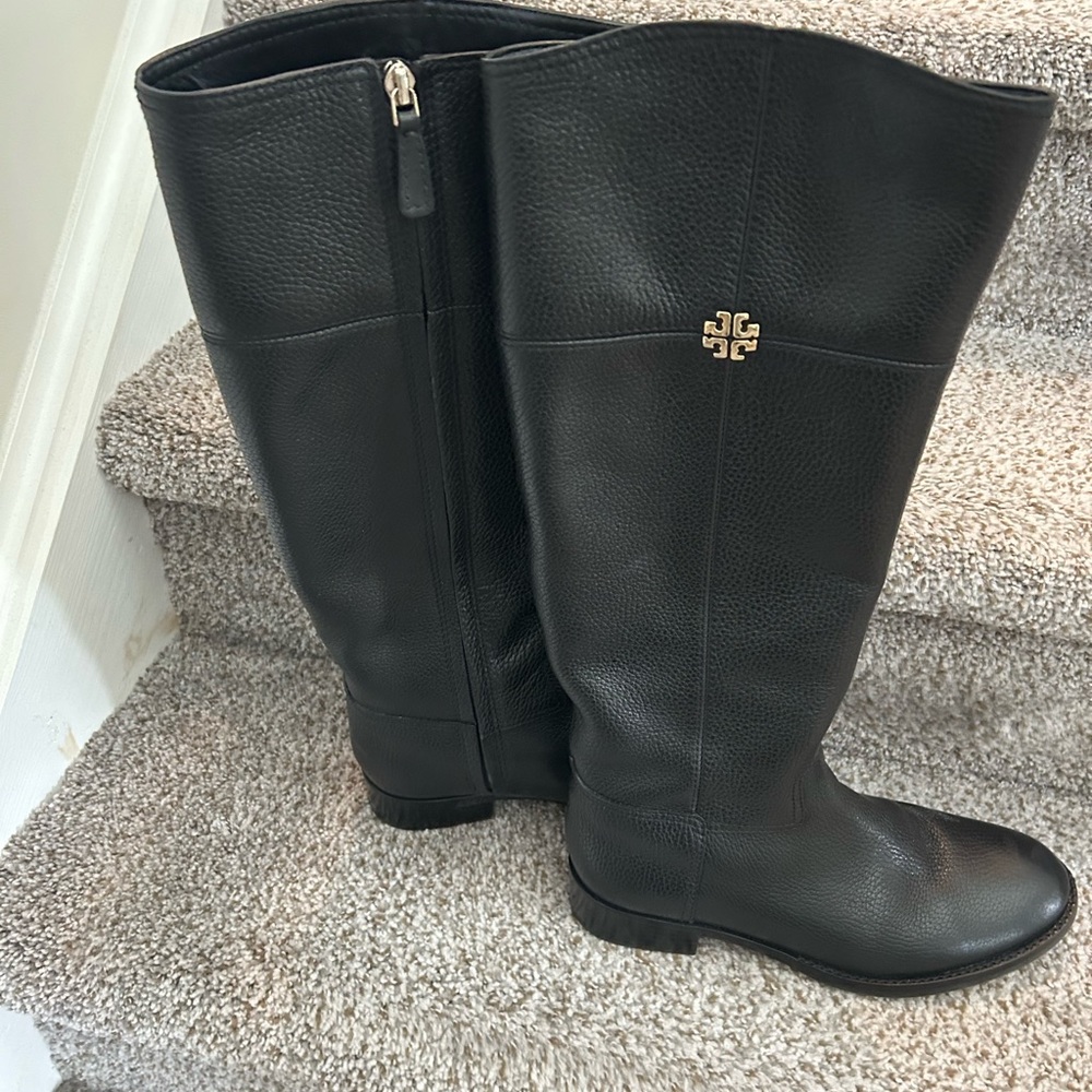 Tory Burch Black Leather Riding Boots